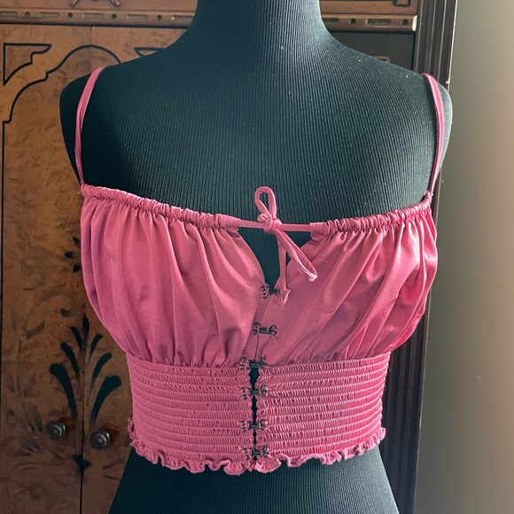 Urban Outfitters Tops - Urban Outfitters cropped top rose pink satin Small